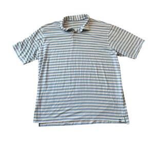 Peter Millar Polo size XL; Striped Green, white & Yellow; Performance Material